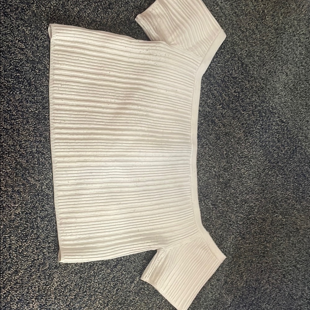 Elegant White Ribbed Women's Sweater